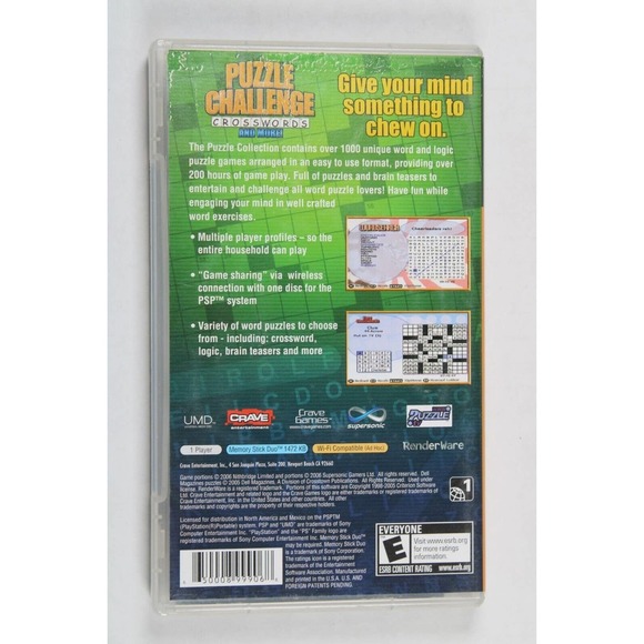 Puzzle Challenge: Crosswords and More (Sony PSP, 2006) Instruction Booklet - Picture 2 of 7
